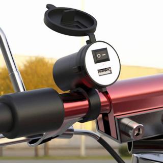 Motorcycle USB Charger DC 12V USB Car Charger with Switch Cigarette Li_1